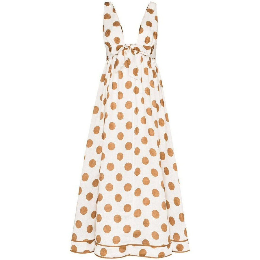 Zimmermann-Empire Polka-dot Linen Dress - Runway Catalog