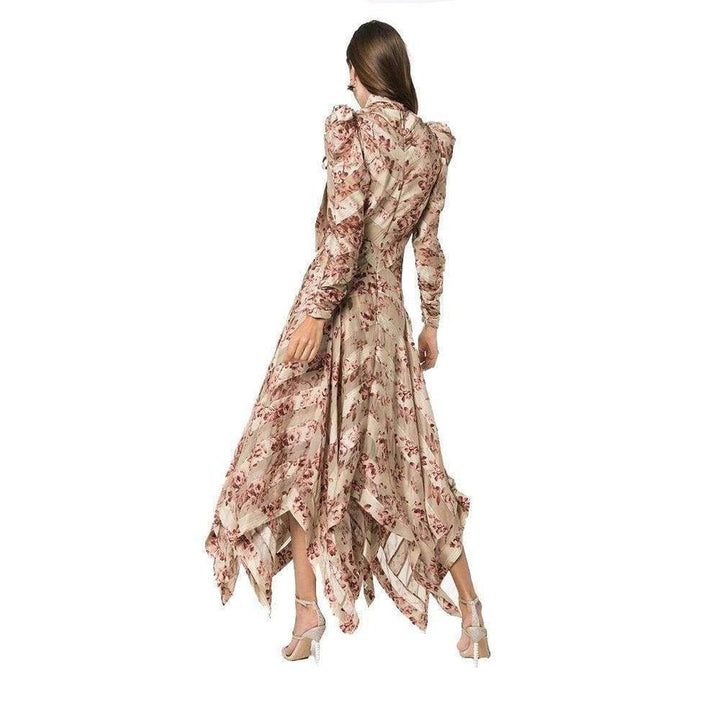 Floral Printed and Neck Tie Silk-blend Dress