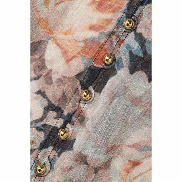 Tempest Frolic Ruffled Floral Print Silk Blouse