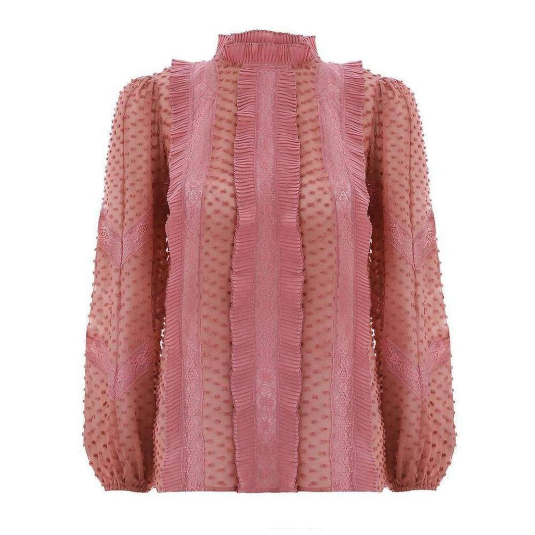 Zimmermann-Unbridled Spliced Silk Blouse - Runway Catalog