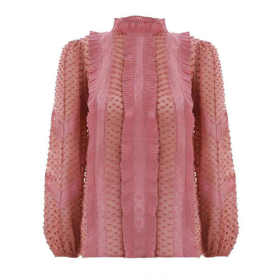 Zimmermann-Unbridled Spliced Silk Blouse - Runway Catalog